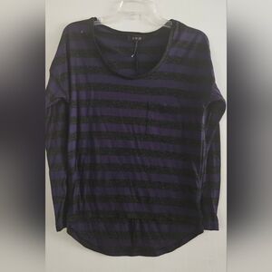 Women’s Striped Long Sleeve Jersey Top - Purple & Black